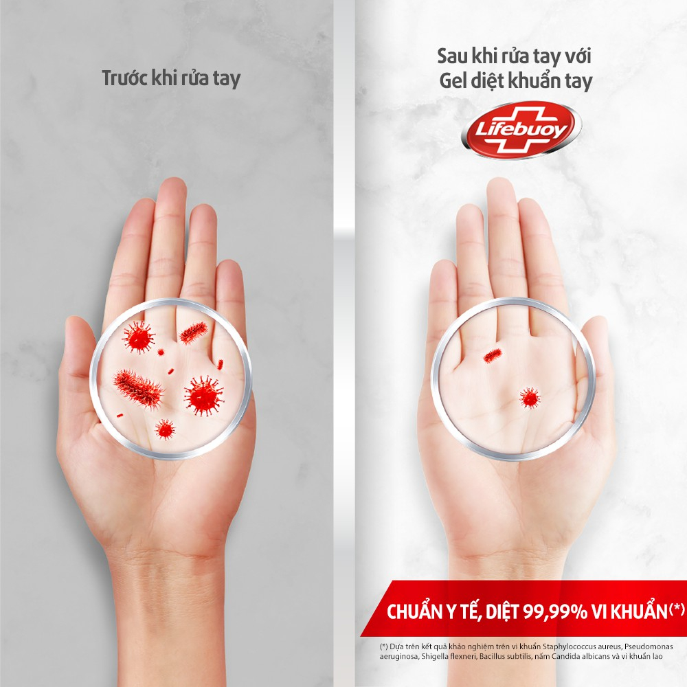 Nước rửa tay khô Lifebuoy diệt 99.99% vi khuẩn trên da tay & các bề mặt.
