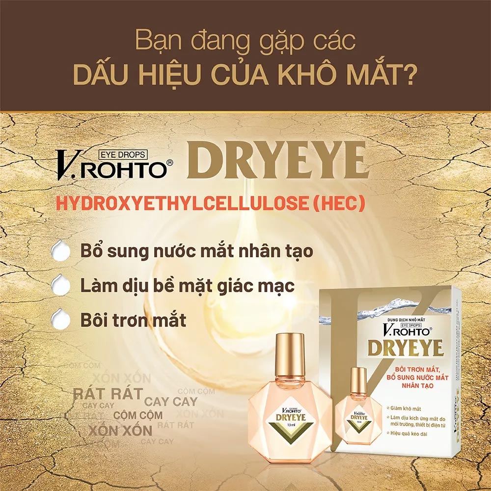 Dung dịch nhỏ mắt V.Rohto DryEye bổ sung nước mắt nhân tạo