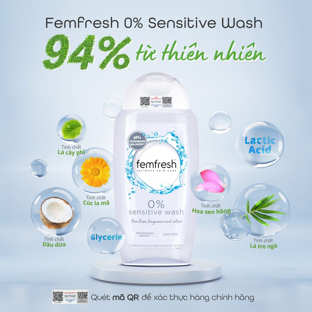 Dung dịch vệ sinh phụ nữ cao cấp cho da nhạy cảm Femfresh 0% Sensitive Wash 250ml hiện đã có mặt tại Hasaki