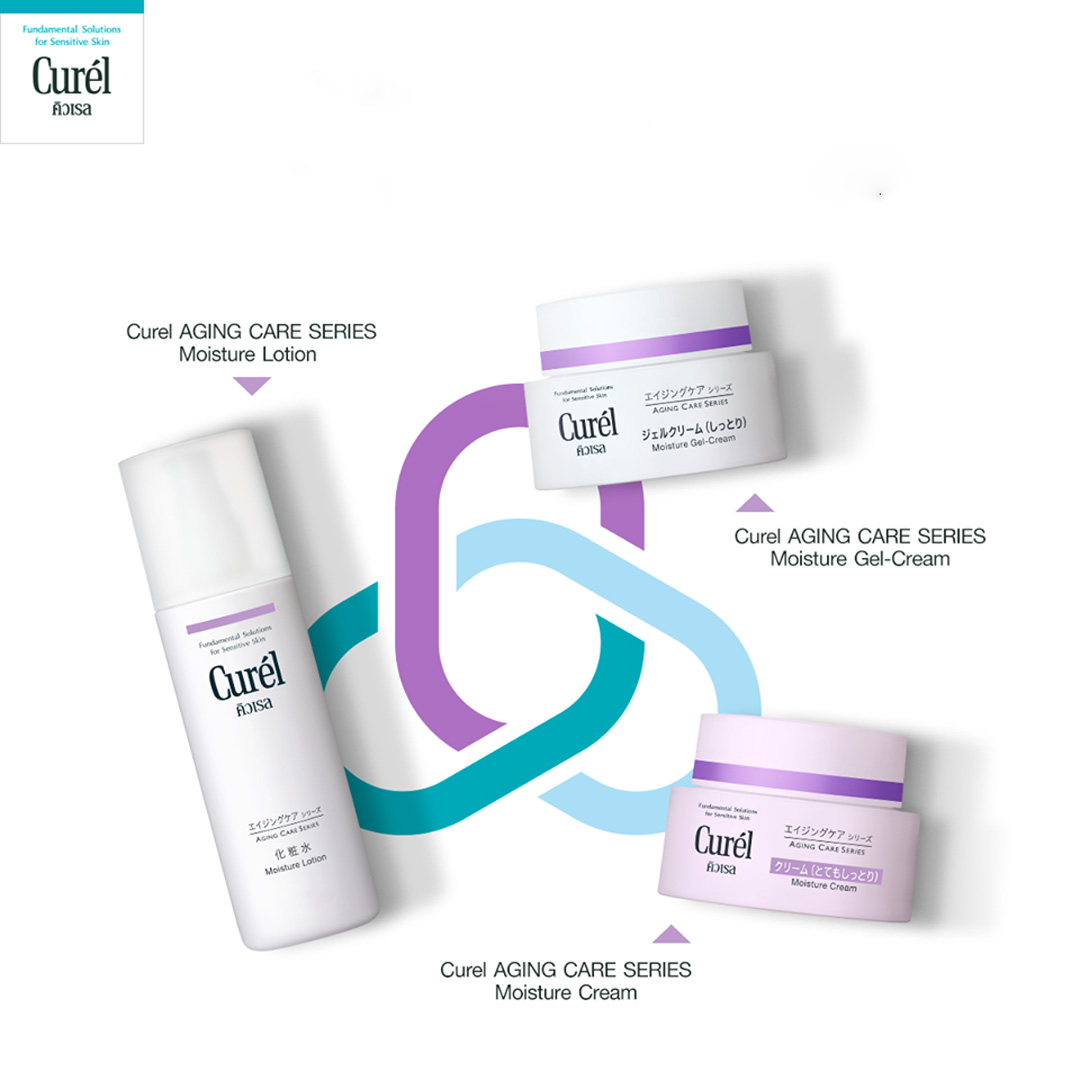 Dòng sản phẩm Curel Aging Care Series chuyên biệt dành cho da nhạy cảm bị lão hóa.