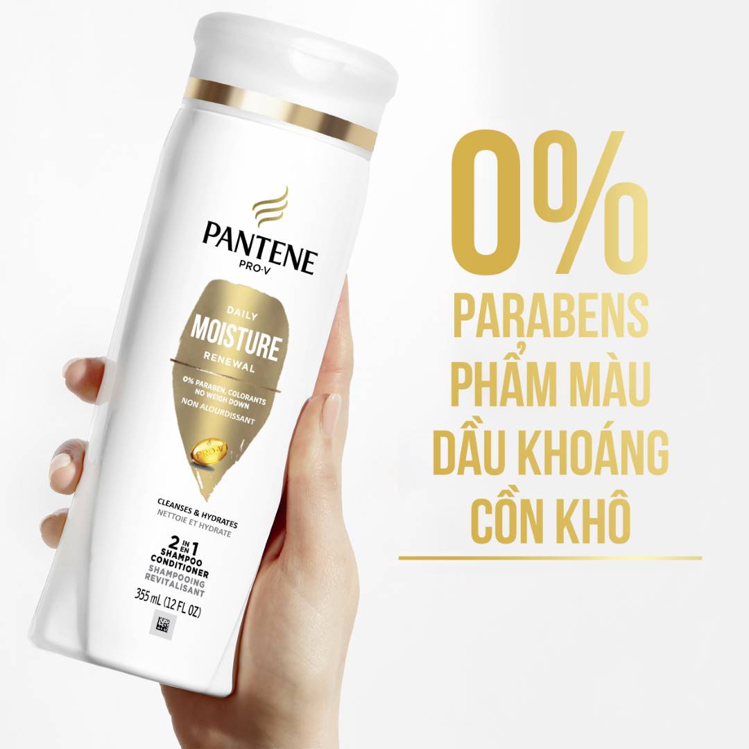 Dầu Gội & Xả Pantene 2in1 Shampoo & Conditioner không chứa các thành phần độc hại như parabens, phẩm màu, dầu khoáng, cồn khô,...