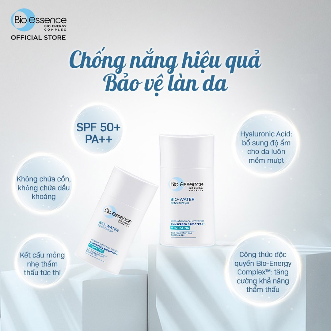 Kem Chống Nắng Dưỡng Ẩm Bio-essence Bio-Water Sunscreen SPF50+ PA++ bảo vệ làn da khỏi tác hại của tia UV