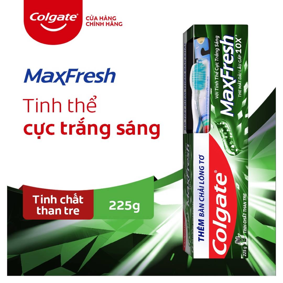 Kem Đánh Răng Colgate Maxfresh Tinh Chất Than Tre 225g + Bàn Chải Lông Tơ