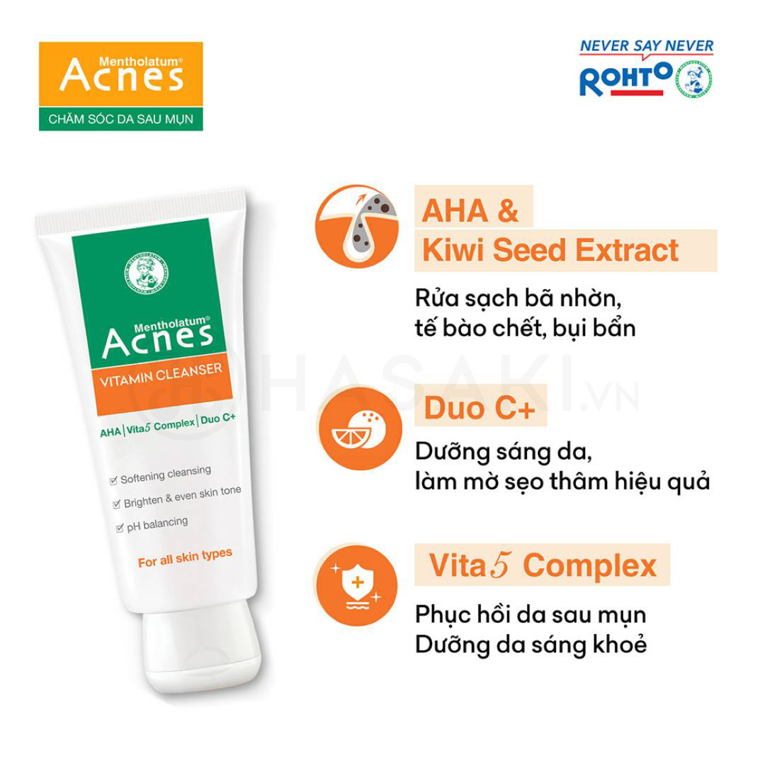 Kem Rửa Mặt Acnes Vitamin Cleanser Phục Hồi Da Sau Mụn