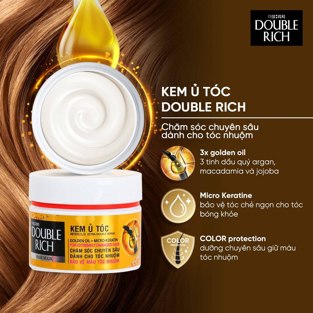 Kem Ủ Tóc Double Rich Hair Mask Extra Damage (Gold) 150g