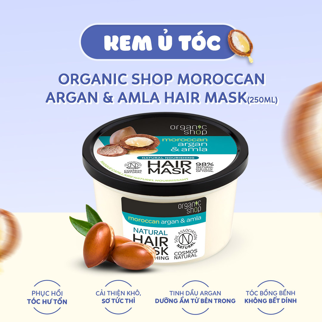 Kem Ủ Tóc Chiết Xuất Dầu Argan & Quả Amla Organic Shop Moroccan Argan & Amla Hair Mask