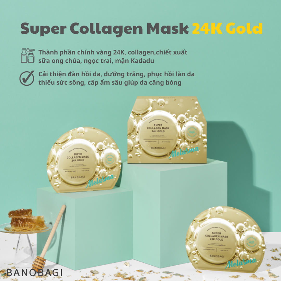 Mặt Nạ Bổ Sung Collagen, Mờ Nám Banobagi Super Collagen Mask 24k Gold Melasma