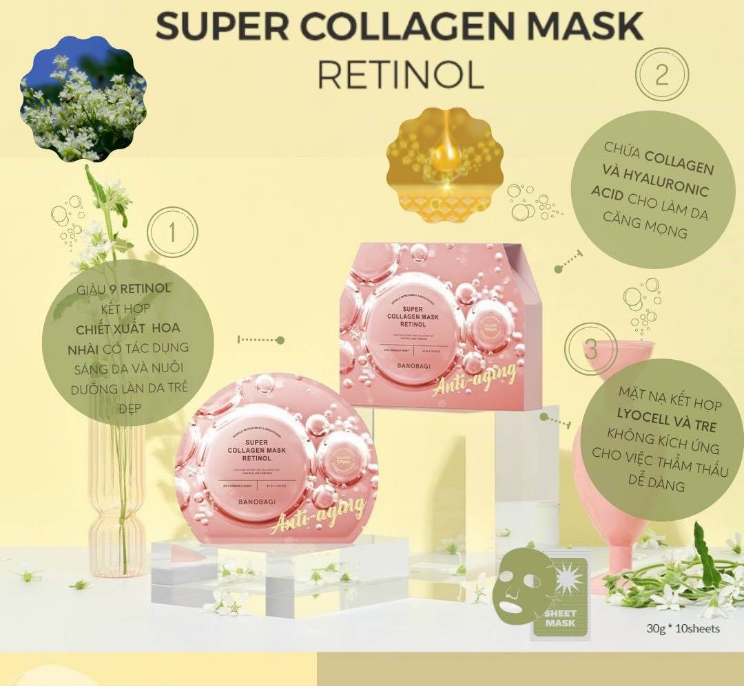 Mặt Nạ Cải Thiện Nếp Nhăn Banobagi Super Collagen Mask Retinol Anti-Aging