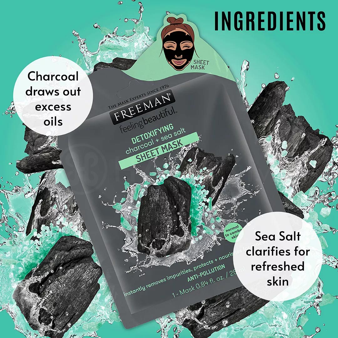 Mặt Nạ Freeman Detoxifying Charcoal & Sea Salt Sheet Mask