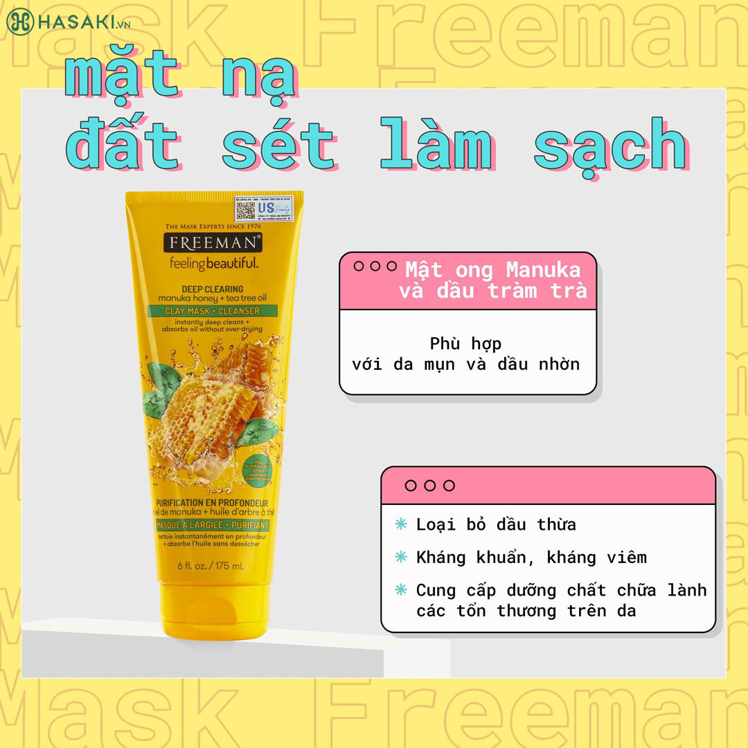 Mặt nạ Freeman Deep Clearing Manuka Honey + Tea Tree Oil Clay Mask + Cleanser