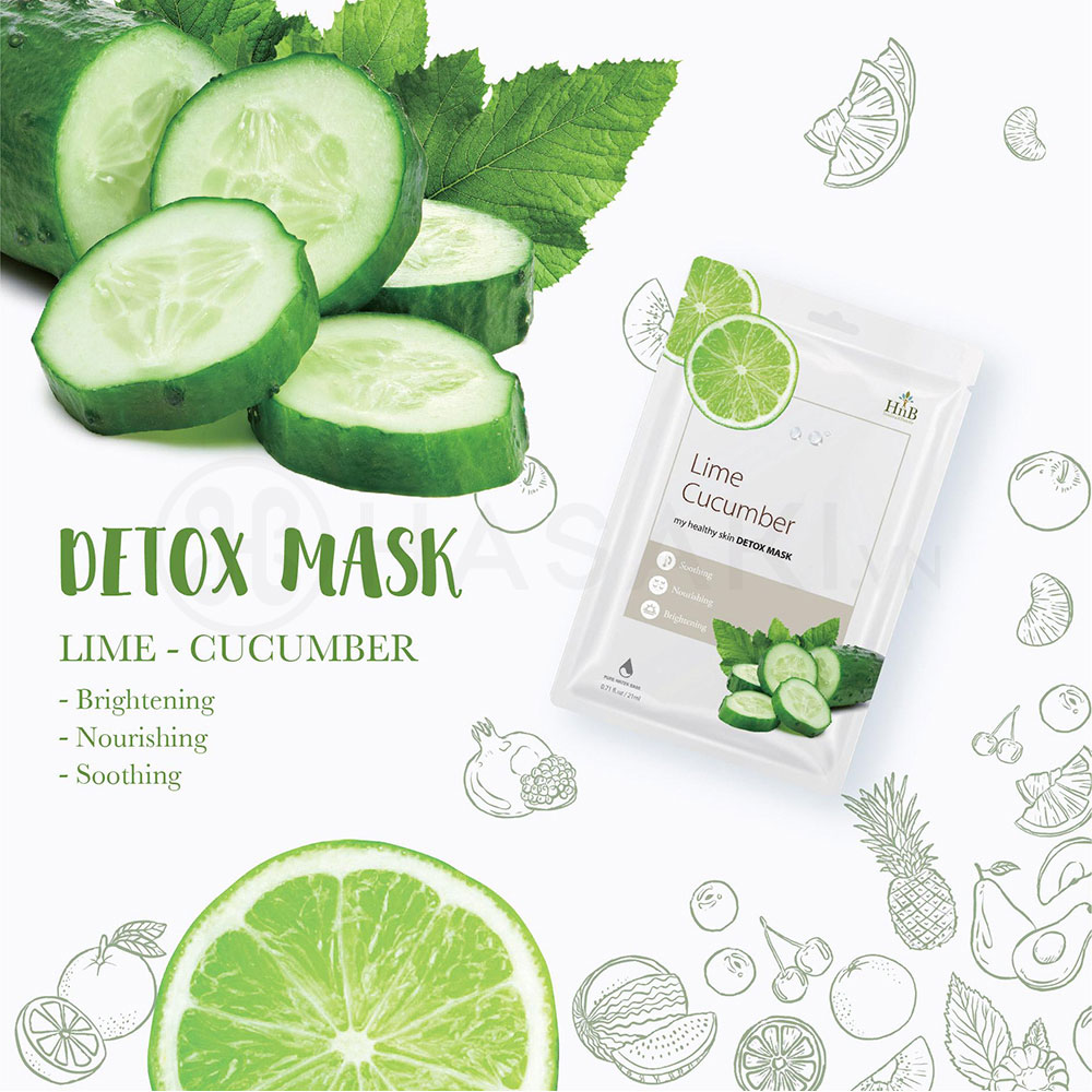 Mặt Nạ HNB My Healthy Skin Detox Mask Lime & Cucumber Dưỡng Da Chiết Xuất Dưa Leo & Chanh Tươi