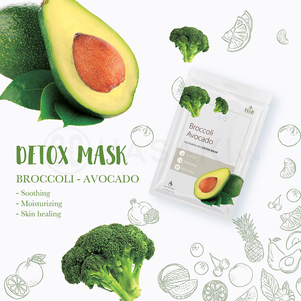 Mặt Nạ HNB My Healthy Skin Detox Broccoli & Avocado Dưỡng Da Chiết Xuất Bông Cải Xanh & Bơ Tươi