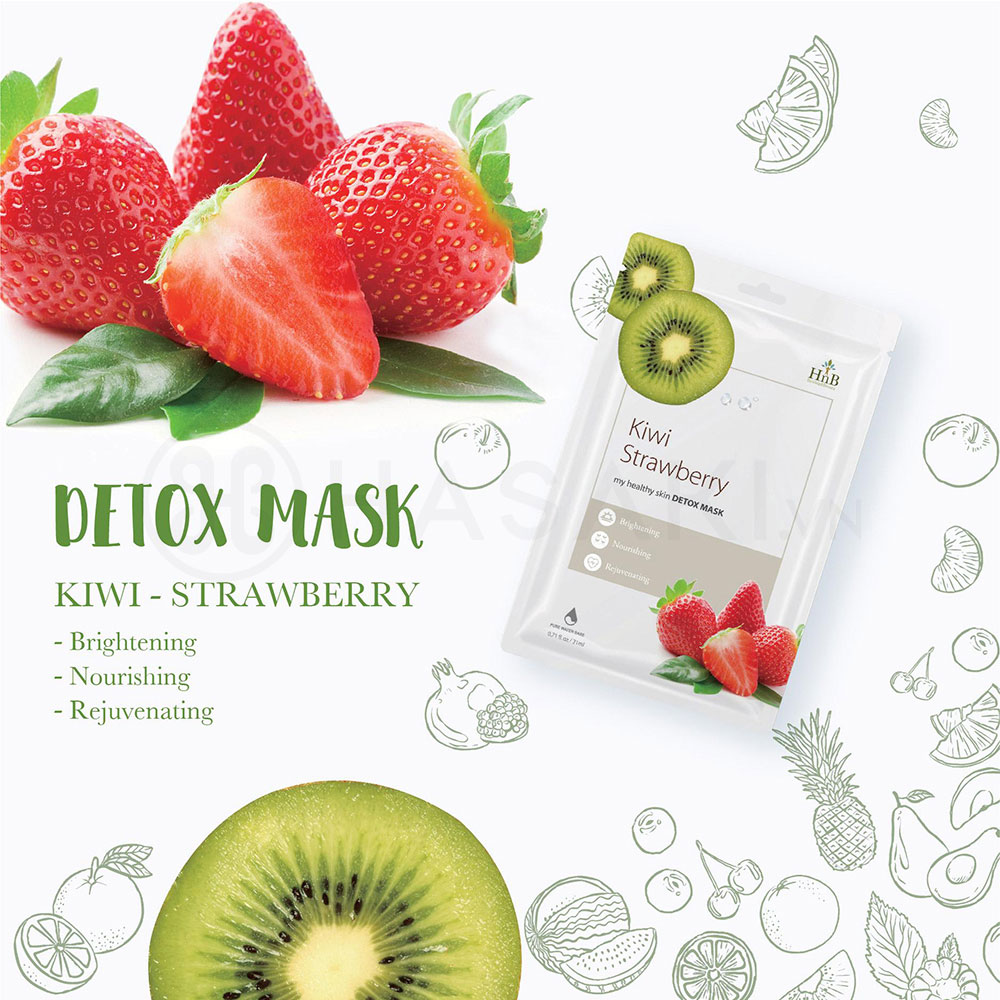 Mặt Nạ HNB My Healthy Skin Detox Mask Kiwi & Strawberry Dưỡng Da Chiết Xuất Dâu Tây & Kiwi