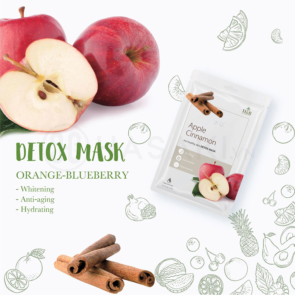 Mặt Nạ HNB My Healthy Skin Detox Mask Apple & Cinnamon Dưỡng Da Chiết Xuất Táo Tươi & Quế