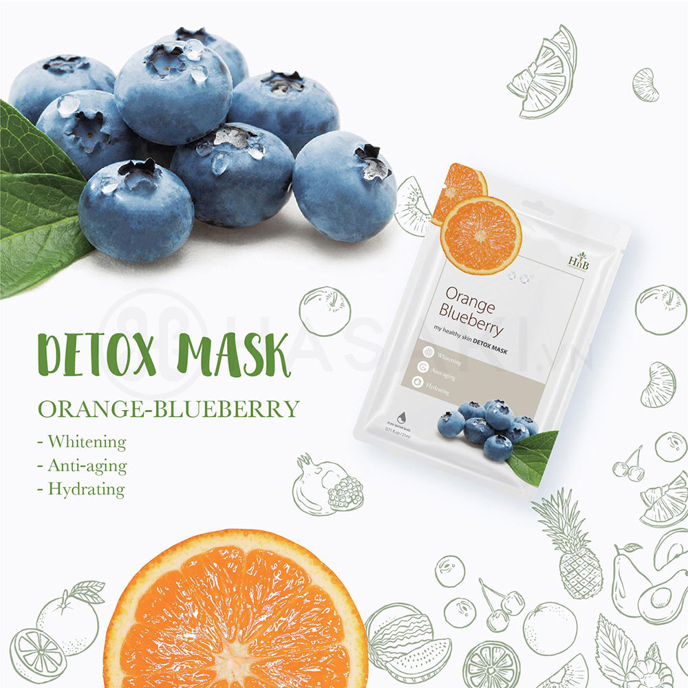 Mặt Nạ HNB My Healthy Skin Detox Mask Orange & Blueberry Dưỡng Da Chiết Xuất Việt Quất & Cam Tươi
