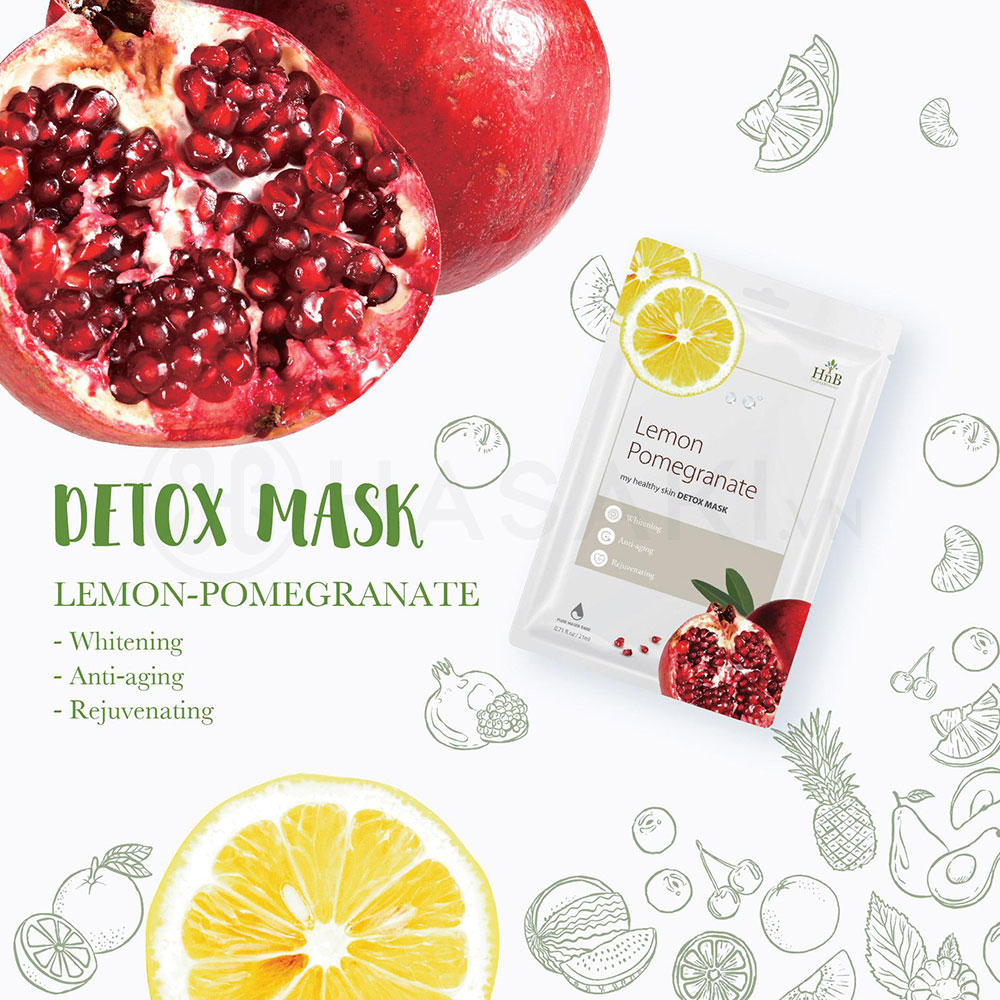 Mặt Nạ HNB My Healthy Skin Detox Lemon & Pomegranate Dưỡng Da Chiết Xuất Lựu Đỏ & Chanh Tây