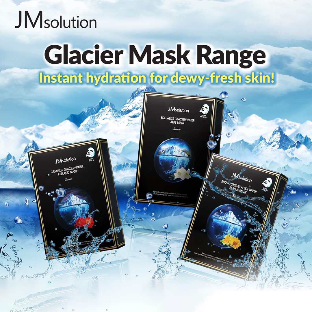 Mặt nạ JMsolution Glacier Water Mask cấp ẩm tức thì cho da căng mọng, mịn màng.