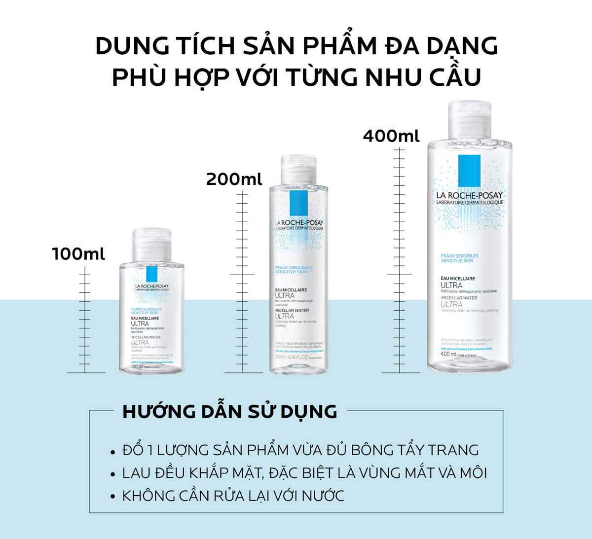 Nước Tẩy Trang Làm Sạch Sâu Cho Da Nhạy Cảm La Roche-Posay Micellar Water Ultra Sensitive Skin 400ml