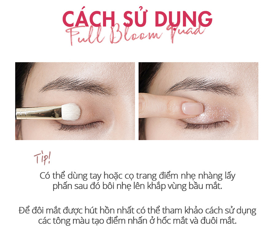 Phấn mắt SILKYGIRL FULL BLOOM QUAD có cách sử dụng vô cùng đơn giản, thích hợp cho nhu cầu trang điểm mắt hằng ngày.