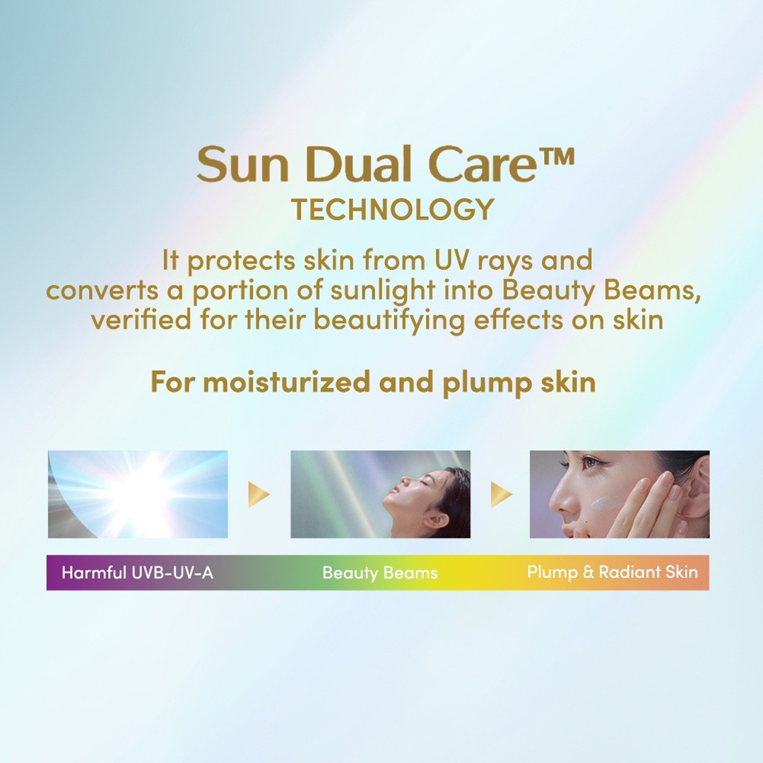 Serum Chống Nắng Anessa Day Serum SPF50+ PA++++ ứng dụng công nghệ chống nắng quang hợp SUN DUAL CARE, kết hợp giữa khả năng chống nắng - bảo vệ da khỏi tác hại của tia UV & bụi mịn PM2.5 và khả năng quang hợp - biến đổi tia UV thành Ánh Sáng Sinh Học nuôi dưỡng da.