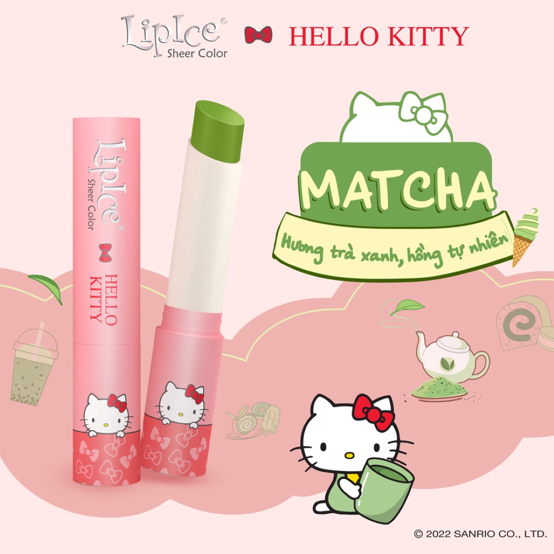 Son Dưỡng LipIce Hello Kitty Sheer Color Matcha (Hồng Tự Nhiên) – Hương Trà Xanh 2.4g