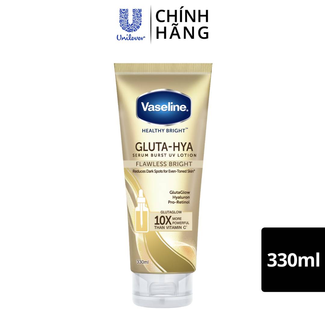 Sữa Dưỡng Thể Bảo Vệ, Dưỡng Da Sáng Mịn Vaseline Gluta-Hya Serum Burst UV Lotion Flawless Bright