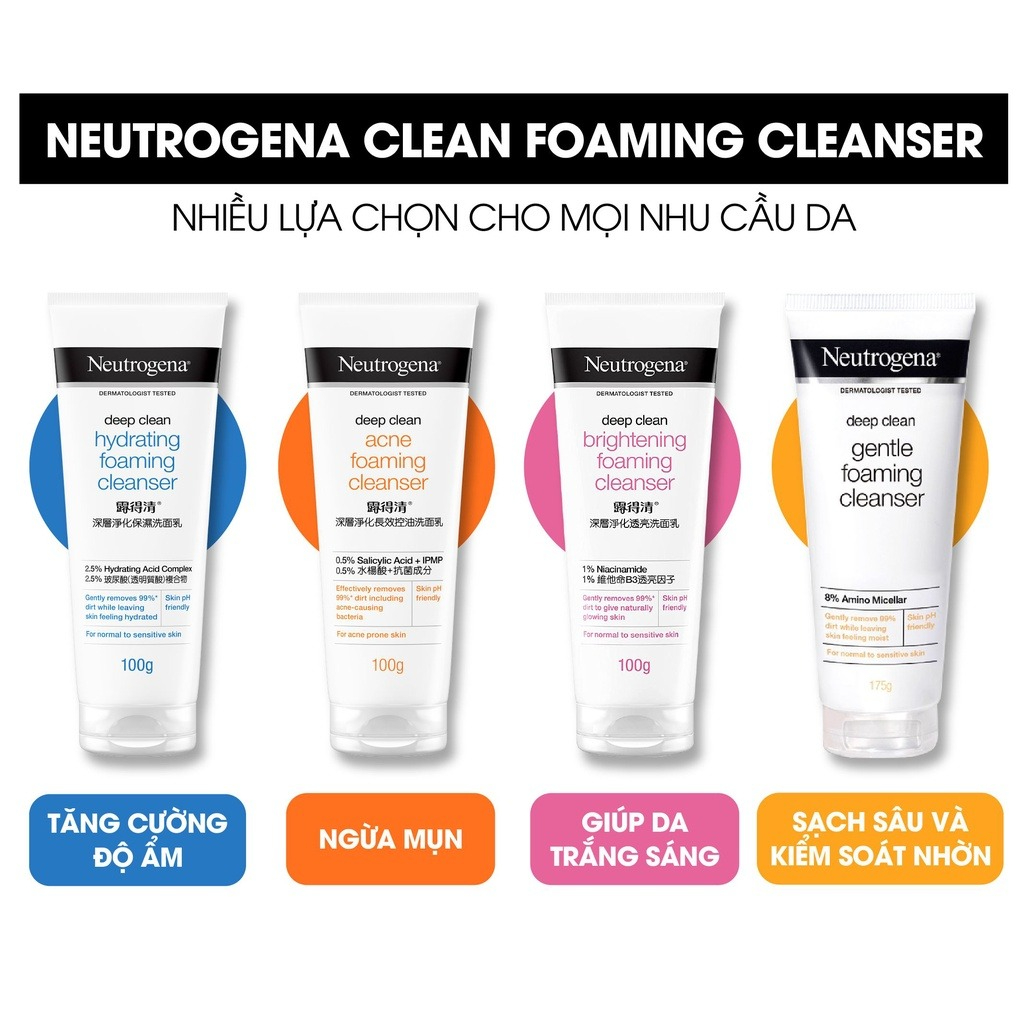 Sữa Rửa Mặt Neutrogena Deep Clean Acne Foaming Cleanser 100g hiện đã có mặt tại Hasaki.