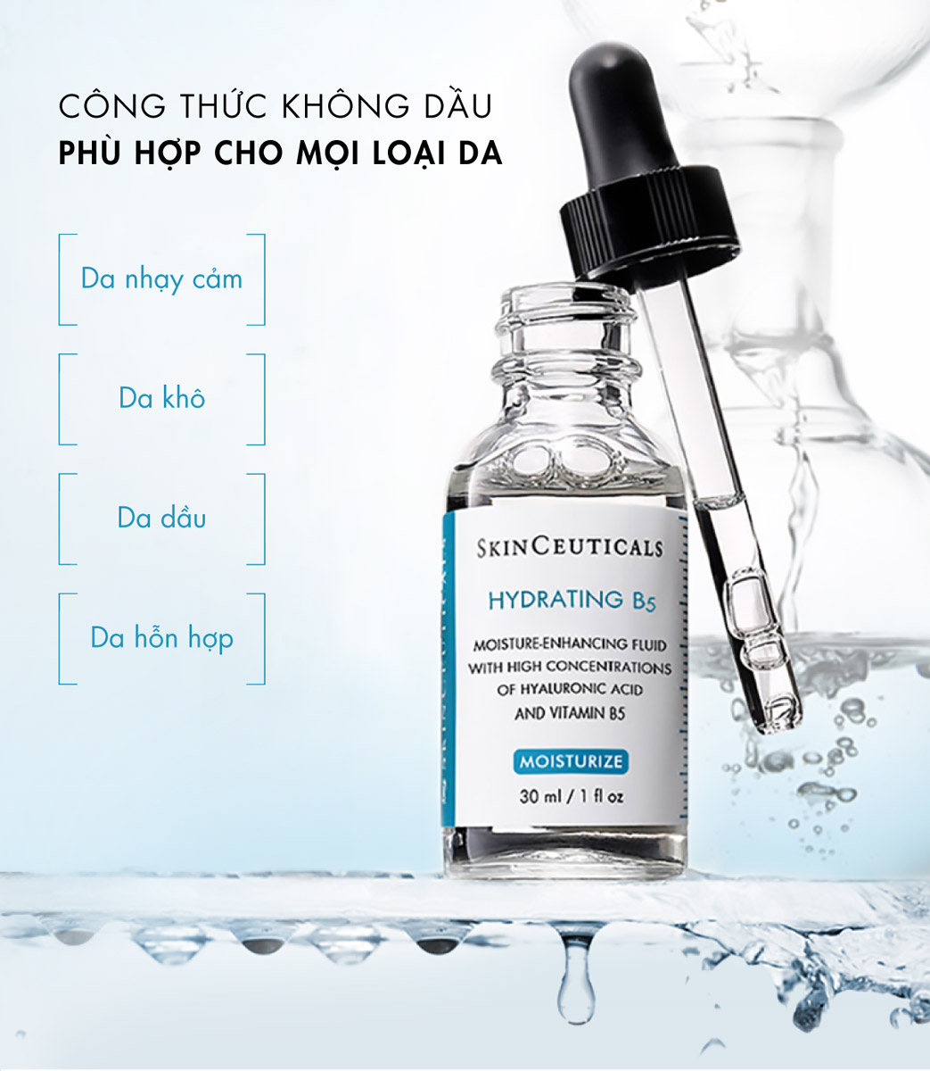 Tinh Chất SkinCeuticals Hydrating B5 không chứa dầu, không gây bít tắc lỗ chân lông
