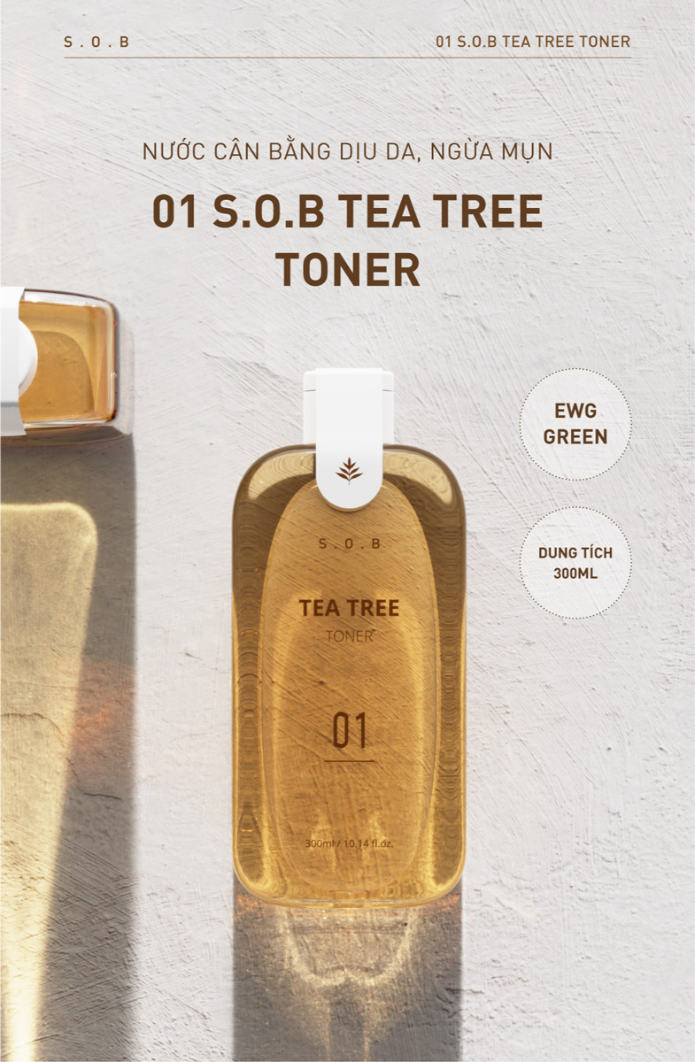 Nước cân bằng S.O.B Tea Tree Toner dịu da, ngừa mụn