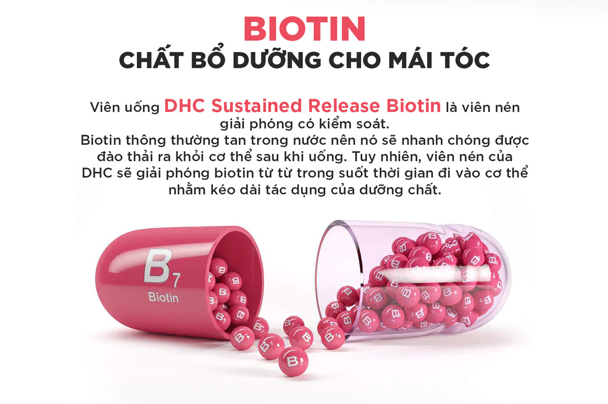 Viên Uống DHC Sustained Release Biotin là viên nén giải phóng có kiểm soát.