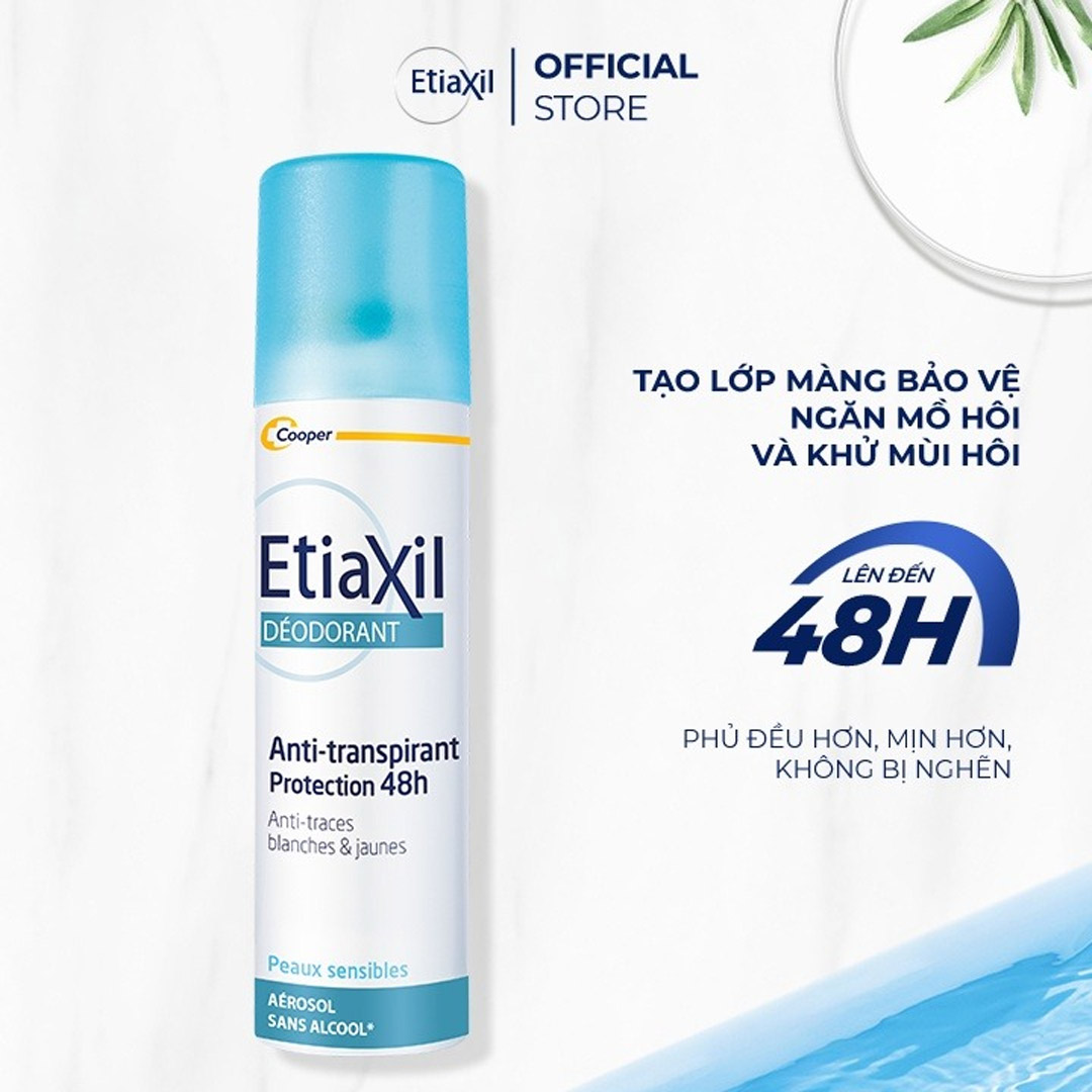 Xịt Khử Mùi Etiaxil Deodorant Anti-Transpirant Protection 48H Aérosol (Màu Xanh Dương)