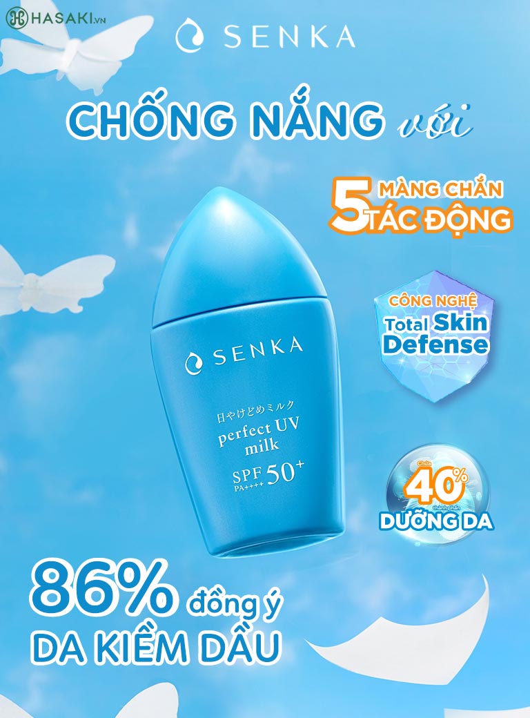 Sữa Chống Nắng Kiềm Dầu, Mịn Lì Cho Da Dầu Senka Perfect UV Milk SPF50+ PA++++ 40ml