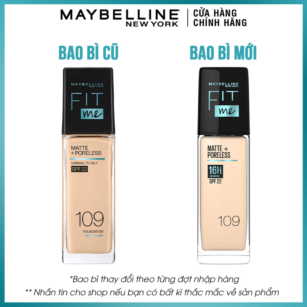 Kem Nền Mịn Nhẹ Kiềm Dầu Chống Nắng Fit Me Maybelline New York Matte Poreless Foundation SPF 22 30ml bao bì mới