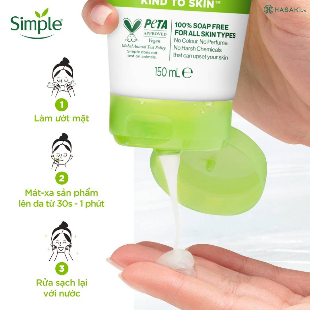 Sử dụng Sữa Rửa Mặt Simple Moisturising Facial Wash đều đặn hàng ngày vào mỗi buổi sáng và tối để đạt hiệu quả tốt nhất.