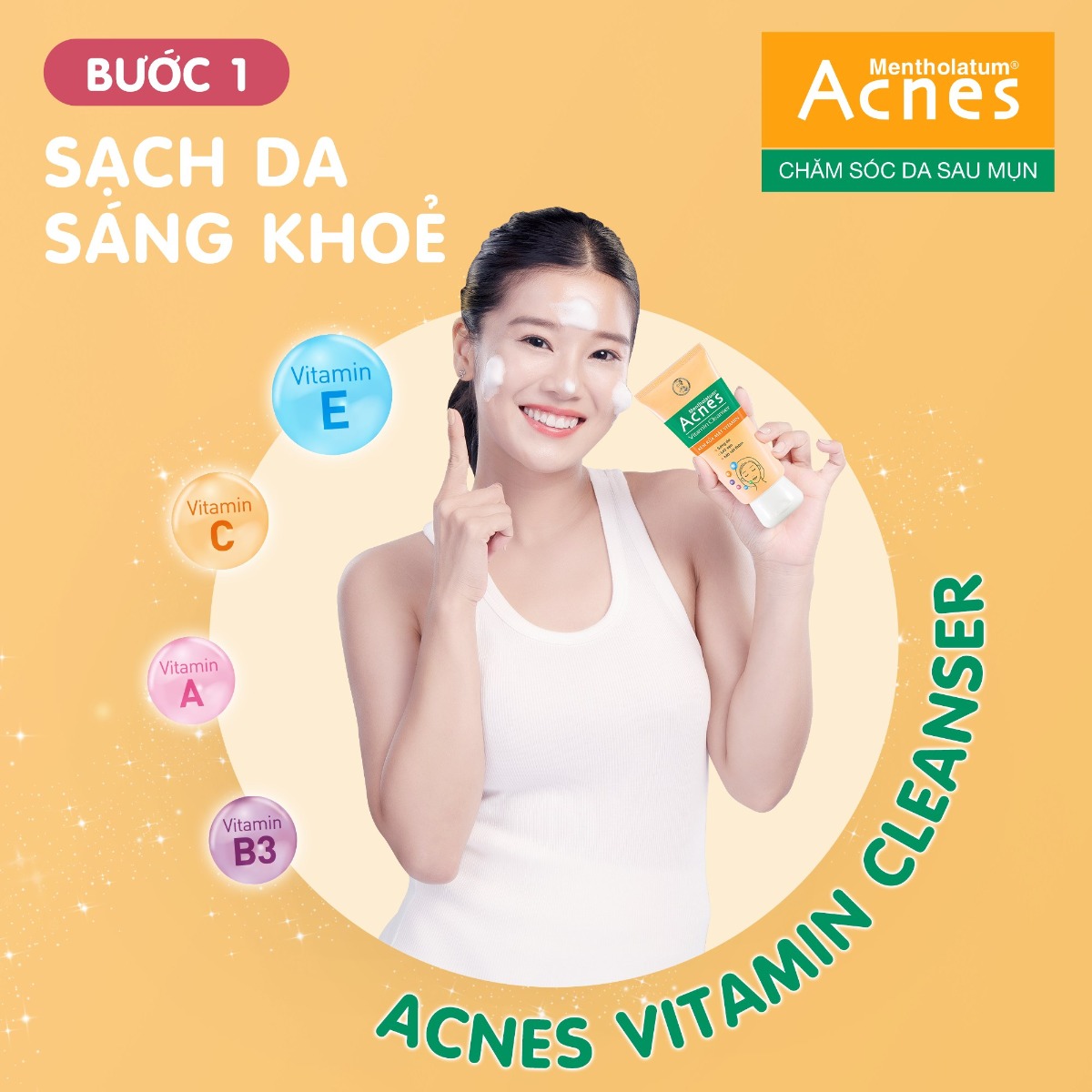 Combo Chăm Sóc Cho Da Dầu Mụn Acnes 3 Món dưỡng sáng vitamin