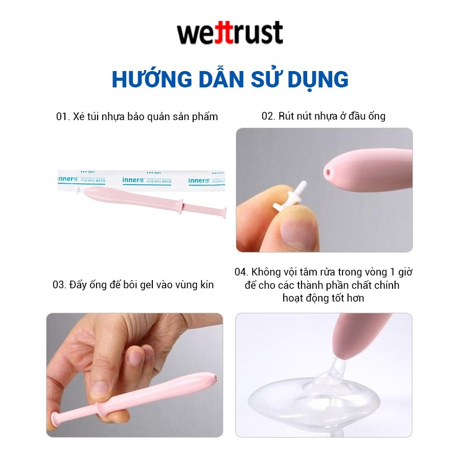 Dung Dịch Vệ Sinh Vùng Kín Wettrust Dạng Gel Màu Xanh 1,7g x 20 Ống Disposable Feminine Cleansing Gel