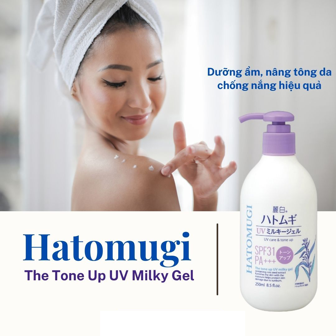 Sữa Dưỡng Thể Hatomugi Nâng Tông Da, Chống Nắng 250ml đã bán tại ở Hasaki