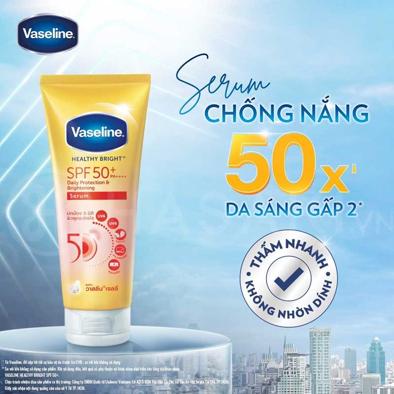 Tinh Chất Chống Nắng Cơ Thể Vaseline Healthy Bright Sun + Pollution Protection SPF 50+ PA++++
