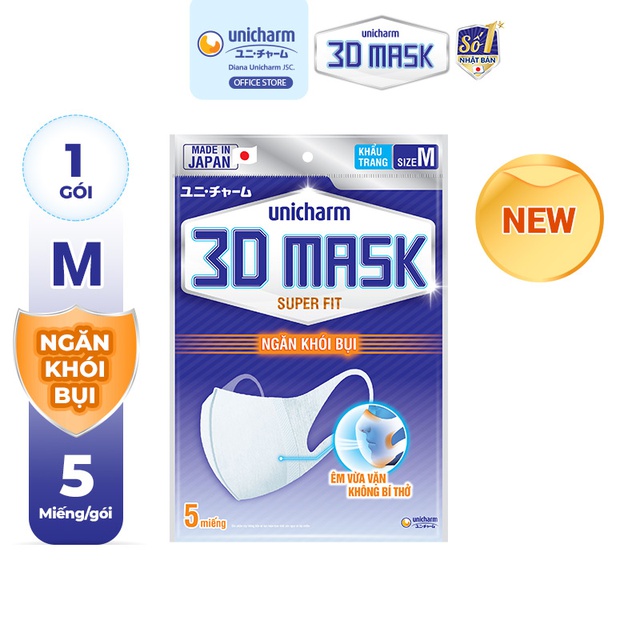 Khẩu Trang Ngăn Khói Bụi 1 Gói 3D Mask Super Fit Size M