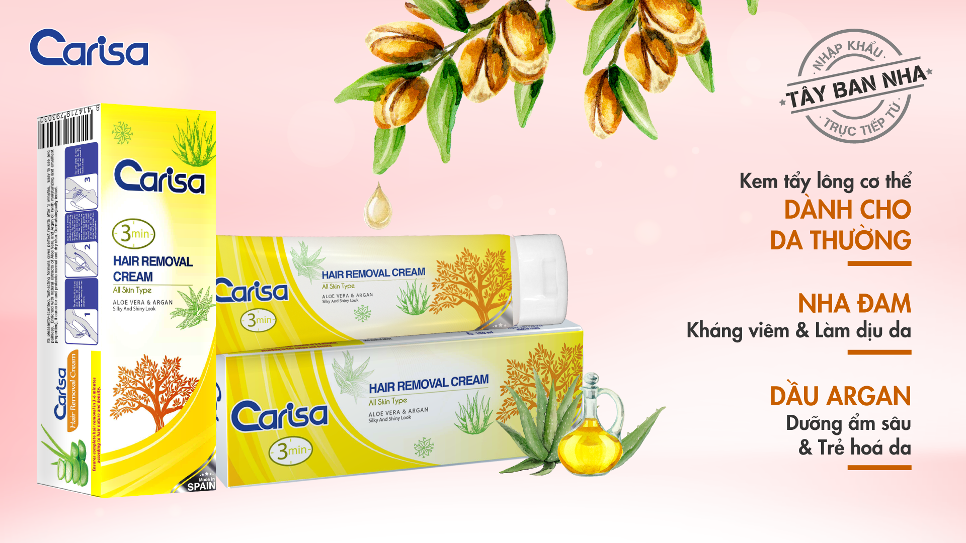 Kem Tẩy Lông Cho Mọi Loại Da Carisa Hair Removal Cream All Type Skin 100ml
