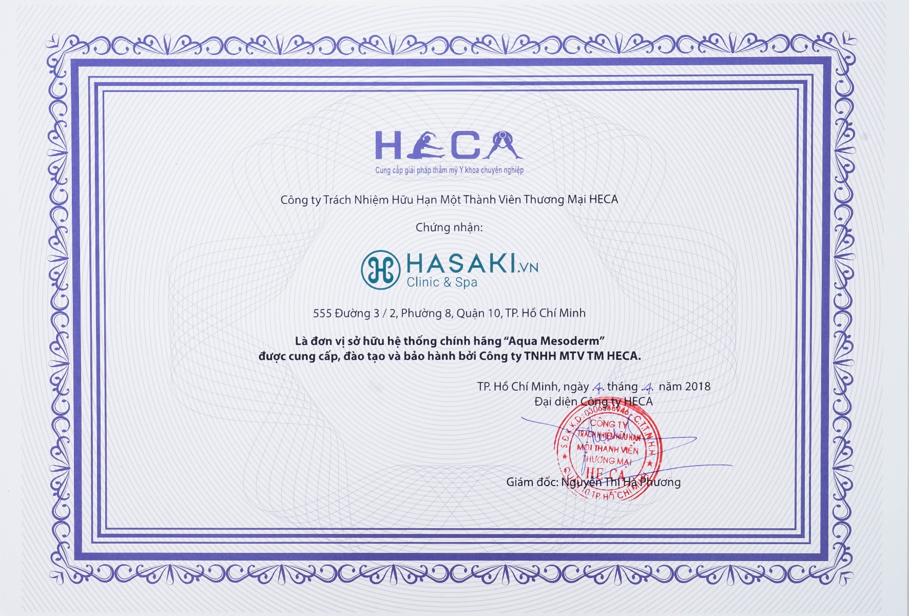 Chứng nhận máy Aqua Mesoderm 100% chính hãng tại Hasaki Clinic