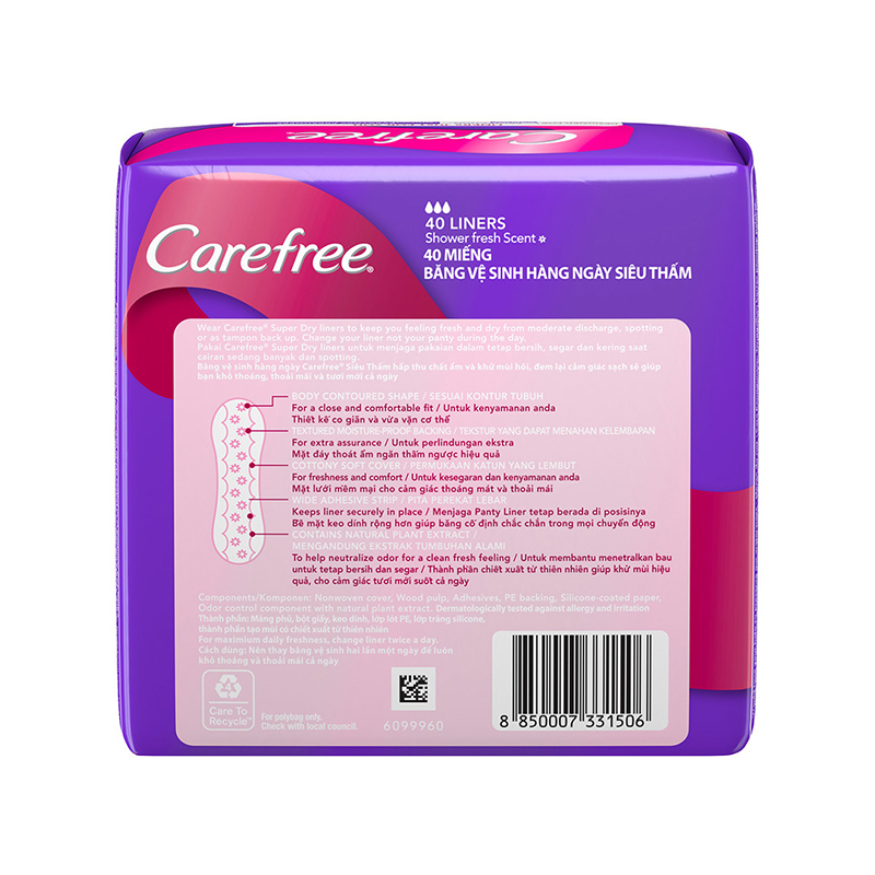 Băng vệ sinh Carefree Super Dry hàng ngày siêu thấm 40 miếng- 3
