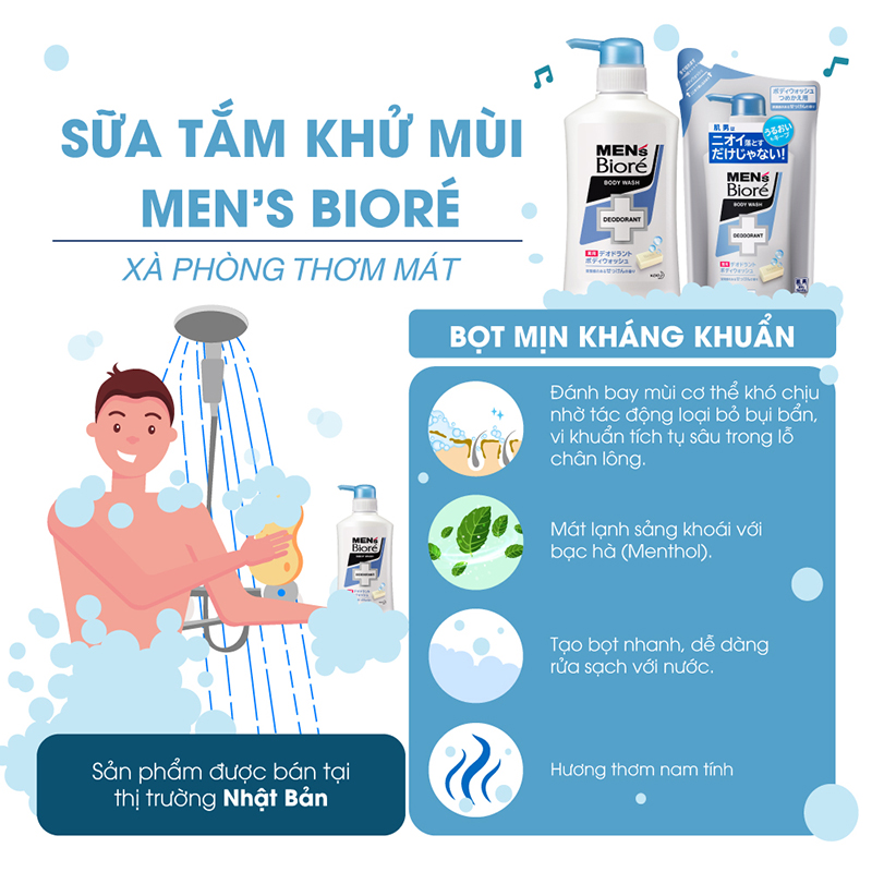 Sữa tắm khử mùi Men’s Bioré Body Wash Xà Phòng Thơm Mát - 02