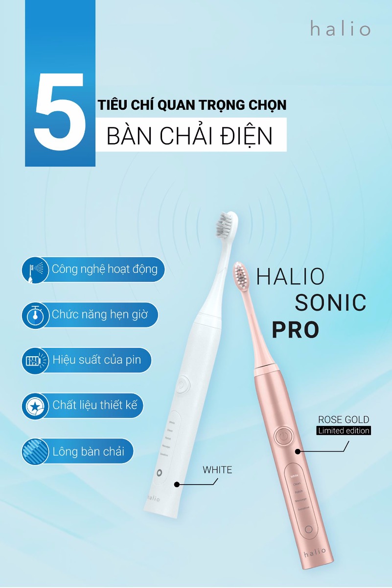 Bàn Chải Đánh Răng Điện Halio Sonic Whitening Electric Toothbrush PRO Hasaki