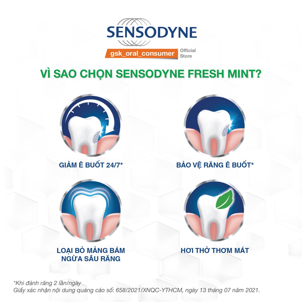 Combo 4 Kem Đánh Răng Sensodyne Fresh Mint Bạc Hà 