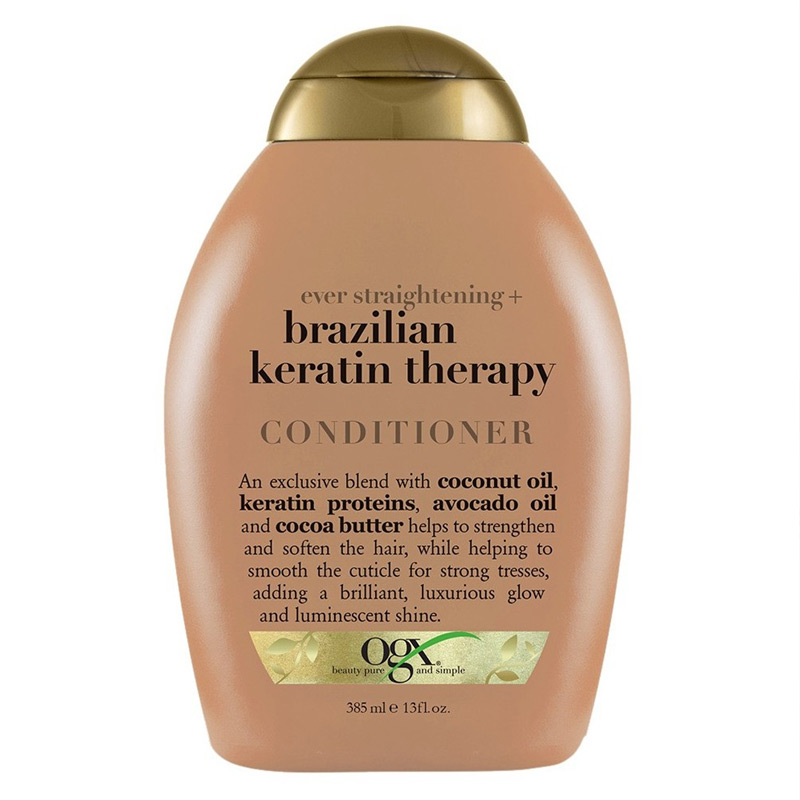 Dầu Xả OGX Keratin Vào Nếp Suôn Mượt Ever Straightening + Brazilian Therapy Conditioner 385ml