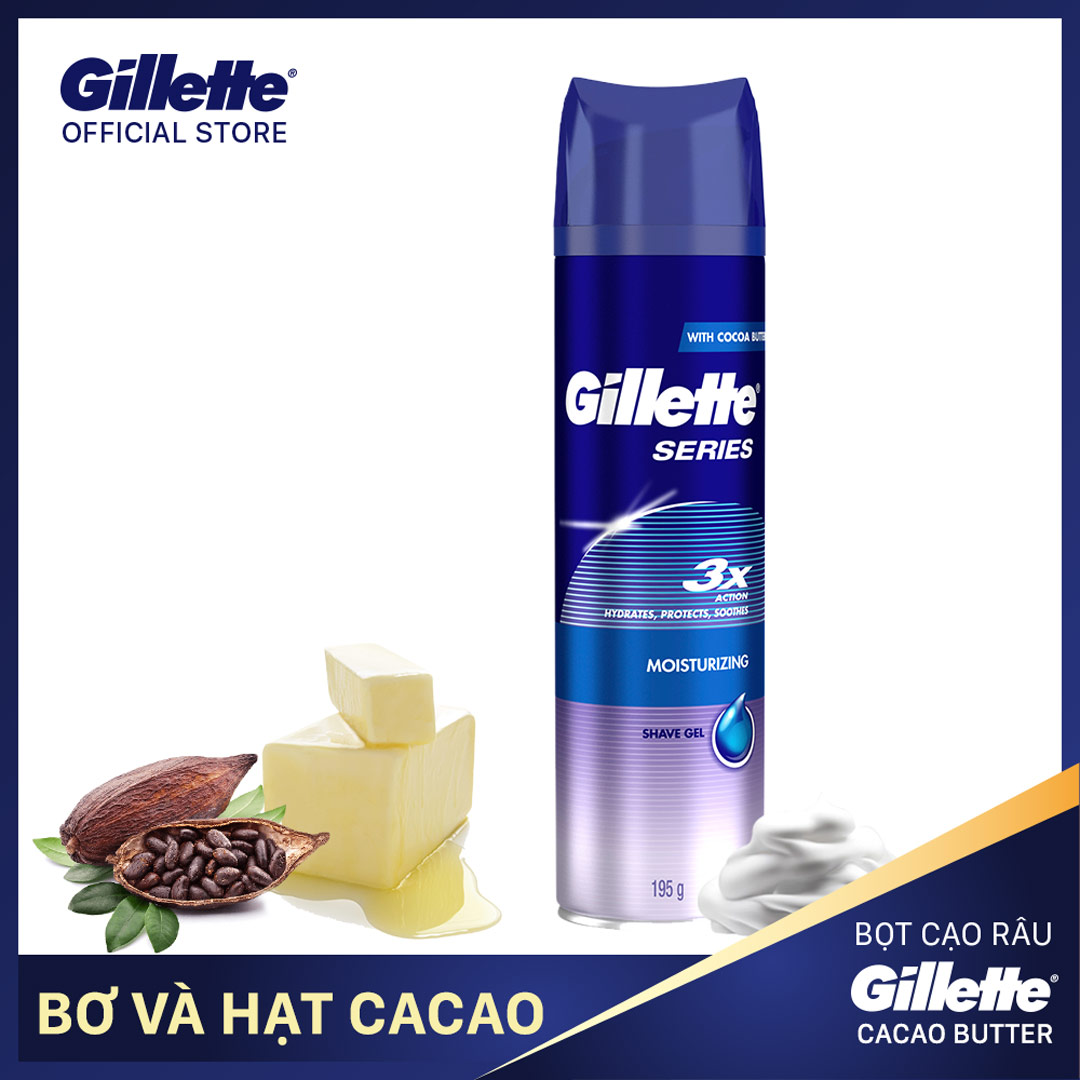 Gel Cạo Râu Gillette Series Bơ Cacao Dưỡng Ẩm 195g