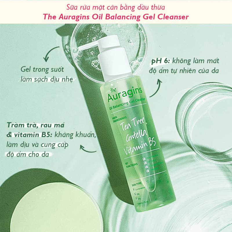 Gel Rửa Mặt The Auragins Làm Sạch Sâu Cho Da Dầu Mụn 150ml