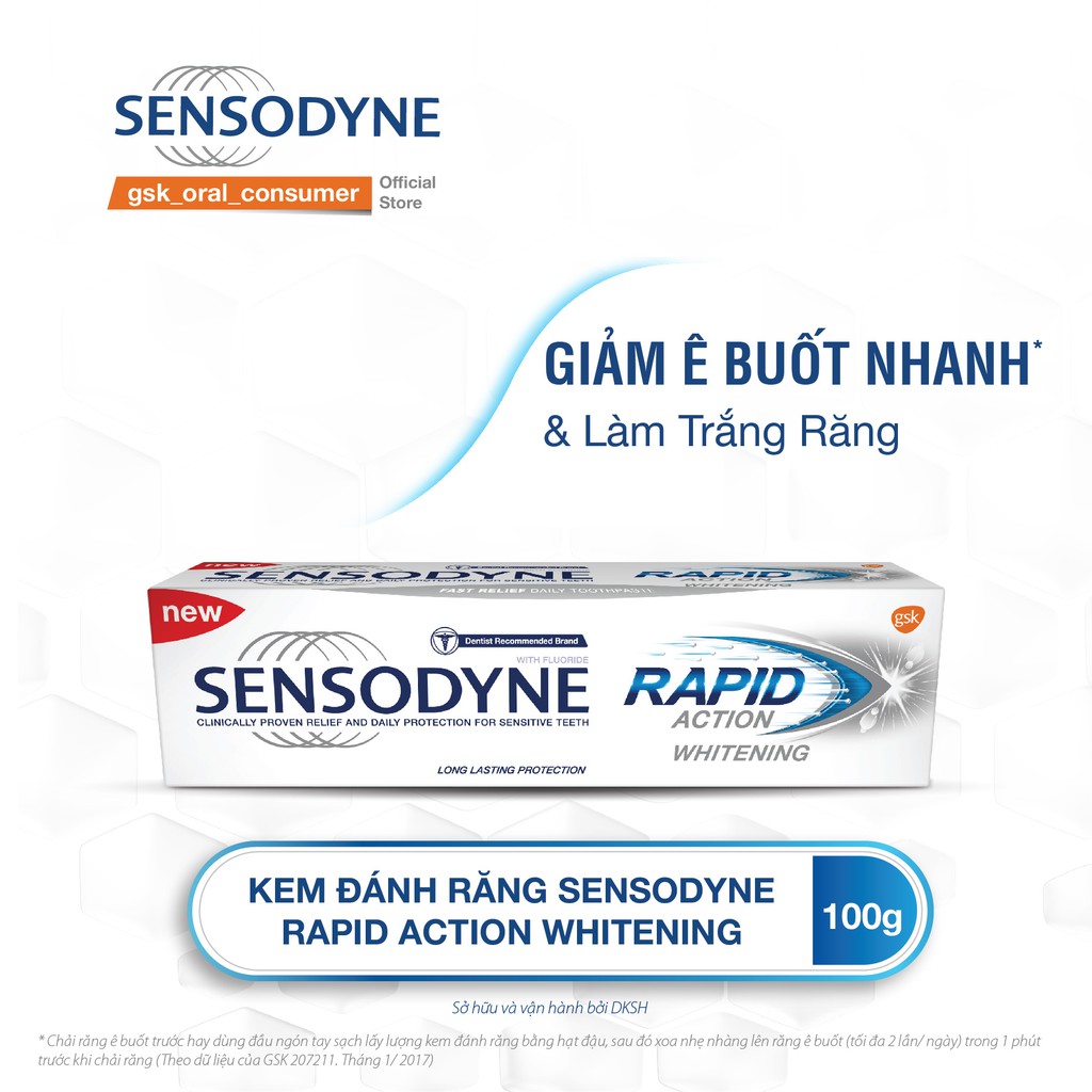 Kem Đánh Răng Sensodyne Rapid Action Whitening 100g