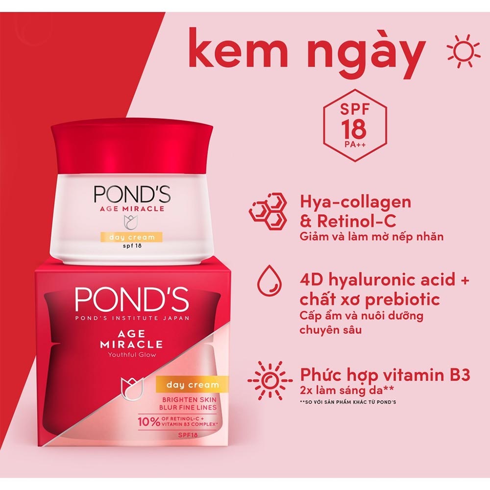 Kem Dưỡng Da Pond's Age Miracle Day Cream SPF 18 PA++ 50g